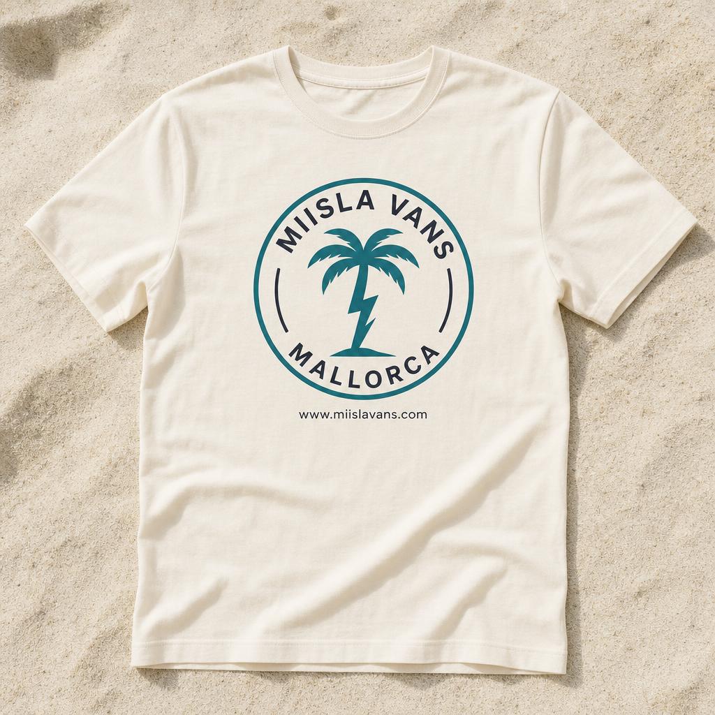 Camiseta crema de Miisla Vans con el emblema circular Club Eléctrico en teal